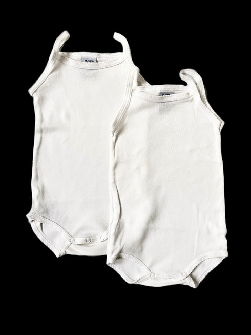 White Petit Bateau Vests Double Pack - 3 months