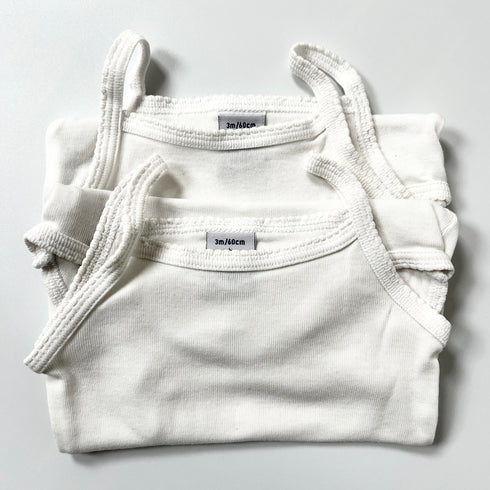White Petit Bateau Vests Double Pack - 3 months