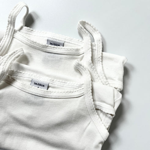 White Petit Bateau Vests Double Pack - 3 months