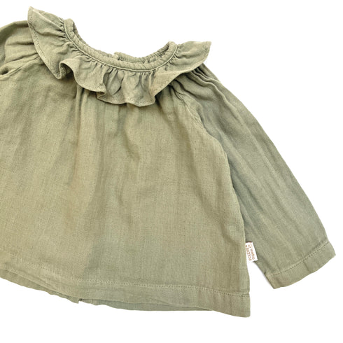 Khaki Green Poudre Organic Top - 6 months