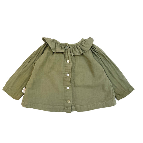 Khaki Green Poudre Organic Top - 6 months