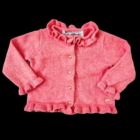Pink Tartine & Chocolat Cashmere Cardigan - 6 months
